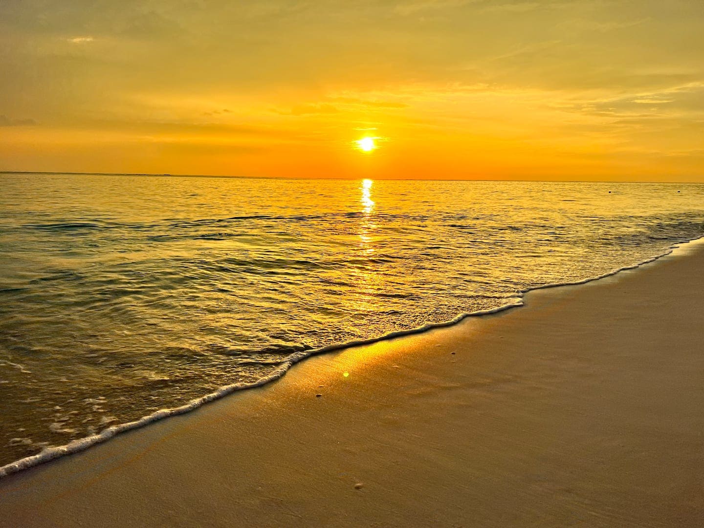Golden sunset over the beach at Thoddoo